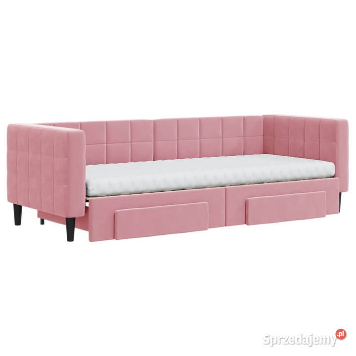 Sofa rozsuwana z szufladami różowa aksamit Warszawa