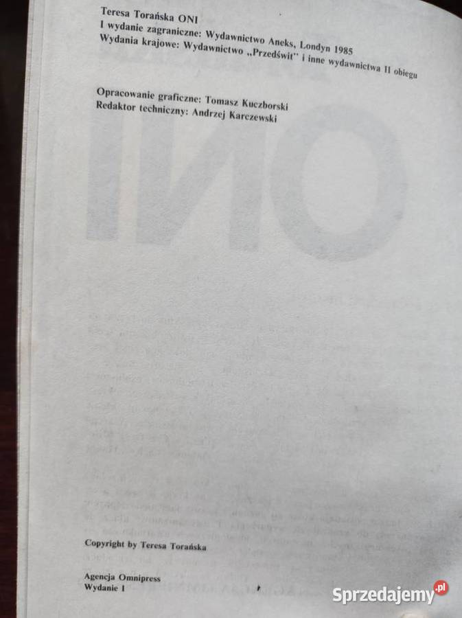 Oni autorstwa Teresa Torańska Pozostałe świętokrzyskie Kielce