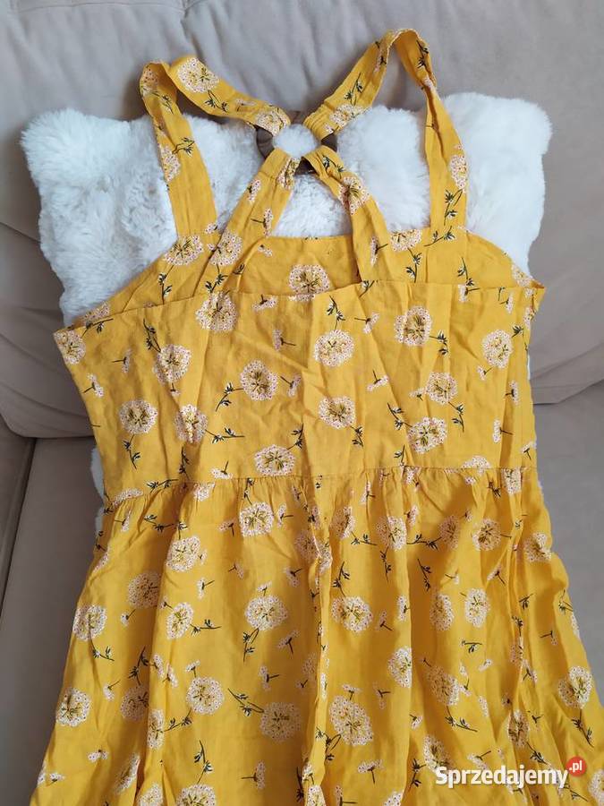 Sukienka krótka żółta lniana bawełniana L XL Koszalin