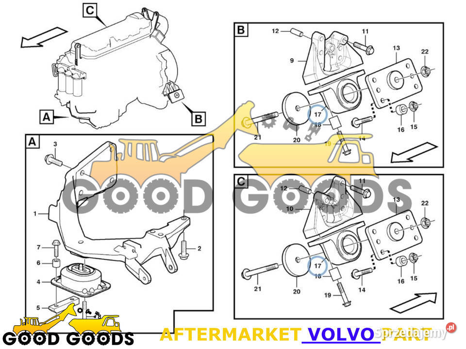 VOLVO PODUSZKA SILNIKA TYLNA 11113002 2 sztuki Władysławów sprzedam