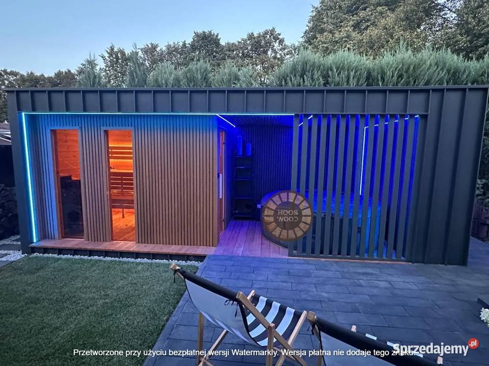 sauna ogrodowa z tarasem HOOS WOOD Sauny Przeworsk