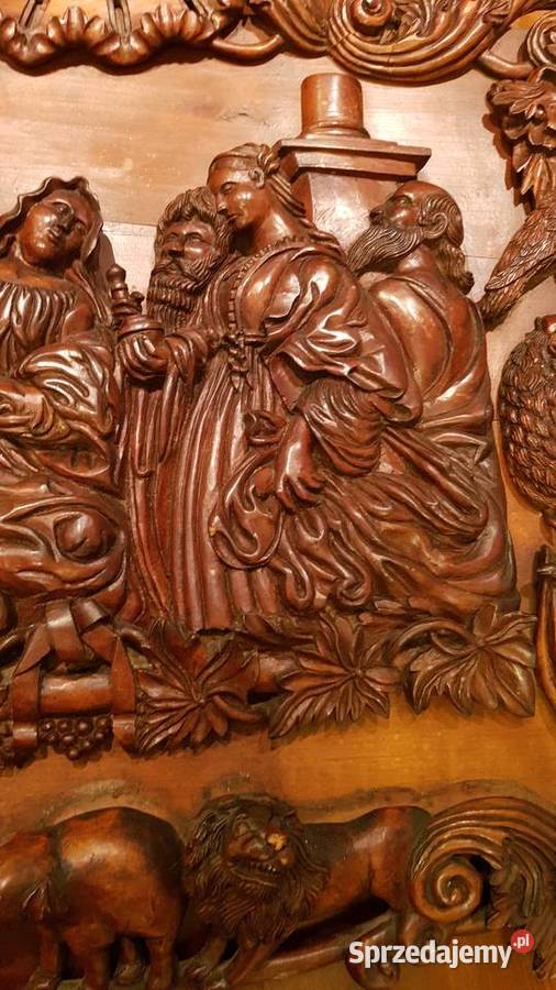 Rzeźba figura drewno Święta Rodzina Trzej Antyki, Sztuka, Kolekcje Orneta