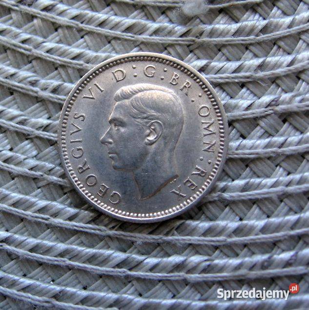 Wielka Brytania 6 Pensów 1945r SREBRO Kalisz