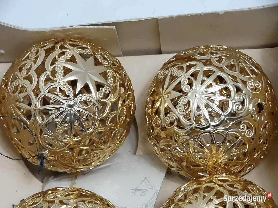 Bombki Choinkowe Ażurowe Złote Vintage Retro Dom i Ogród Biłgoraj