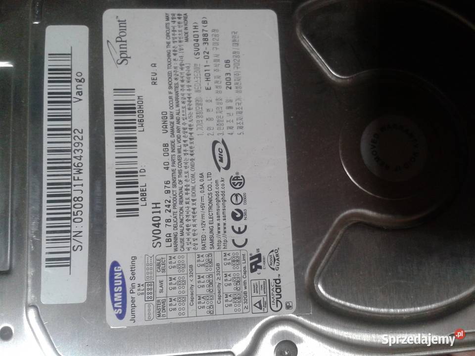 Dysk twardy HDD samsung 40 GB IDE ata Seagate wd Szczecin