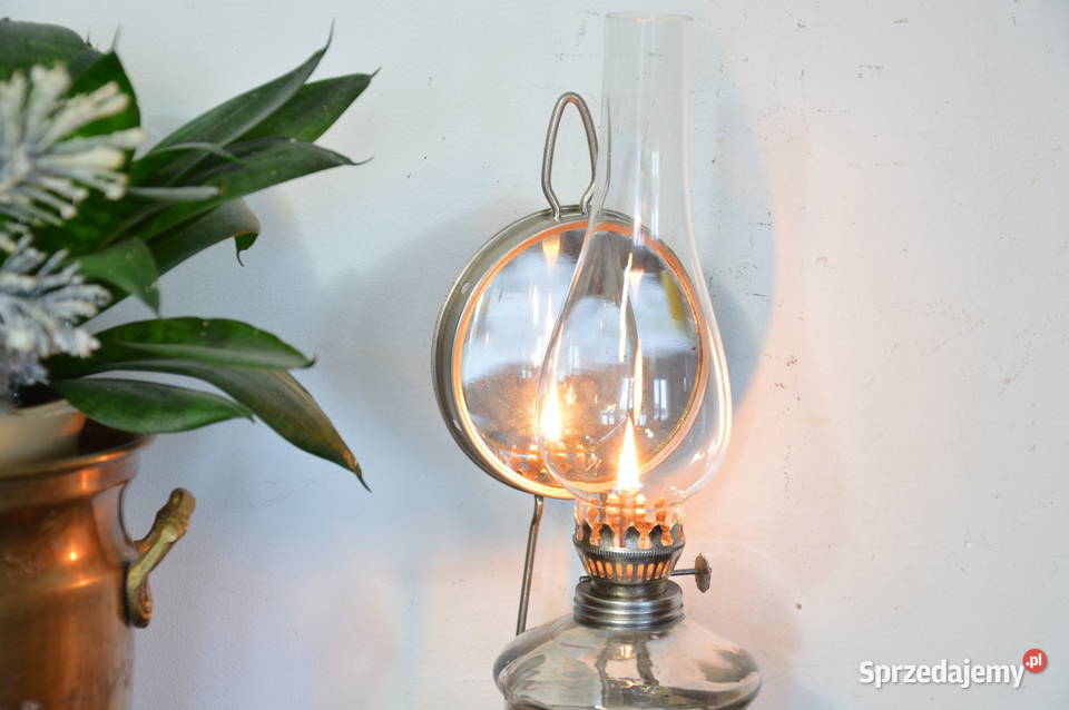 lampa naftowa wisząca stojąca z lusterkiem Antyki