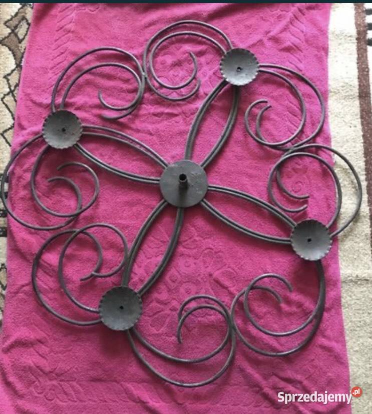 Stary kuty żyrandol rękodzieło metaloplastyka sprzedam