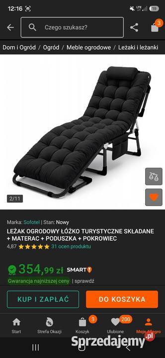 Leżak leżanka łóżko ogrodowe