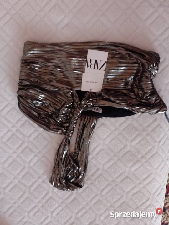 40L ZARA Metaliczny top na jedno ramię z Madrytu Kraków