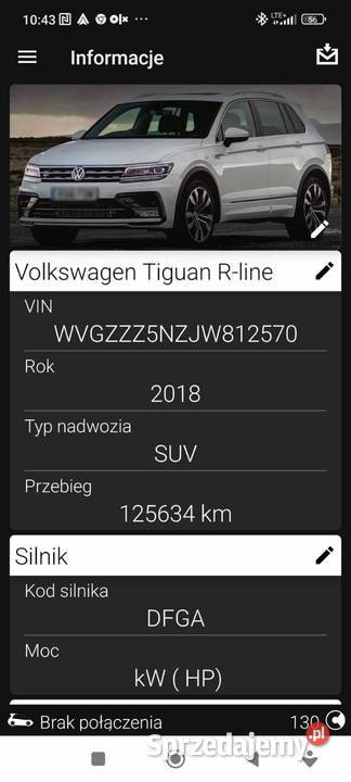 VW tiguan Rline 20 tdi 150 nieuszkodzony sprzedam