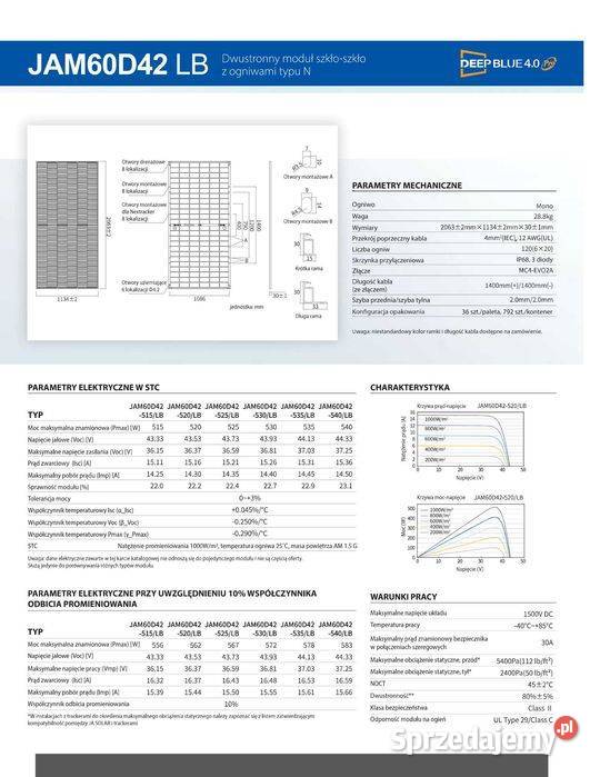 Panel fotowoltaiczny JA SOLAR JAM60D42530LB 530 Panele fotowoltaiczne