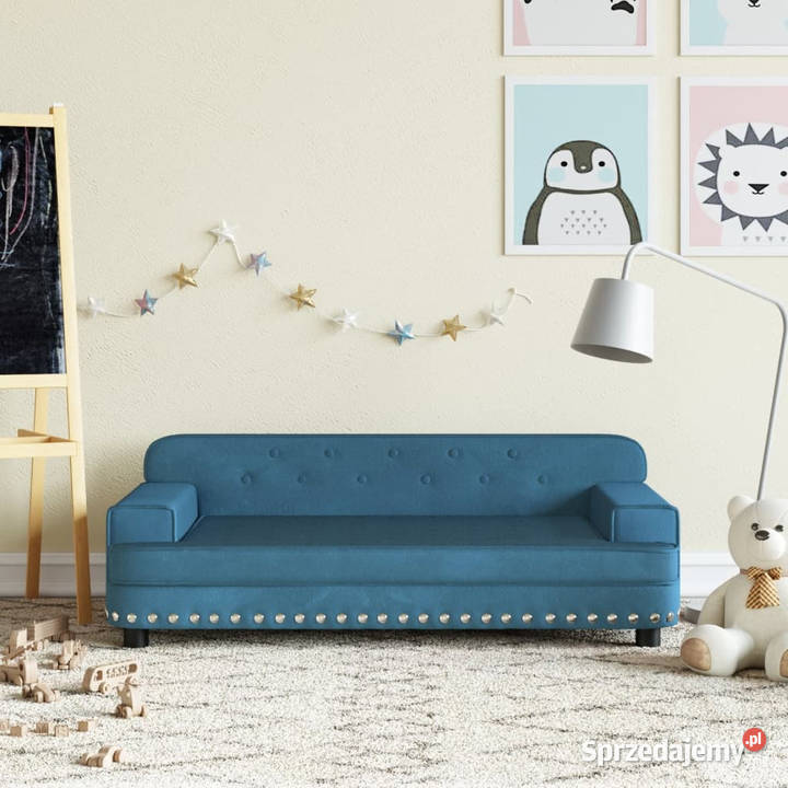 Sofa dzieci niebieska 90x53x30 aksamit WM3196279 Warszawa sprzedam