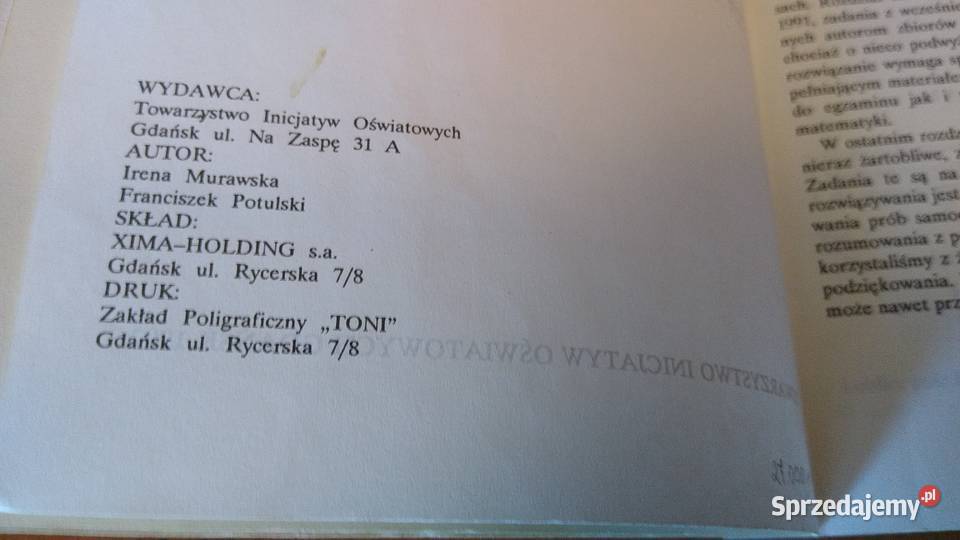 Zadania z matematyki prymusów Irena Murawska matematyka Gdańsk