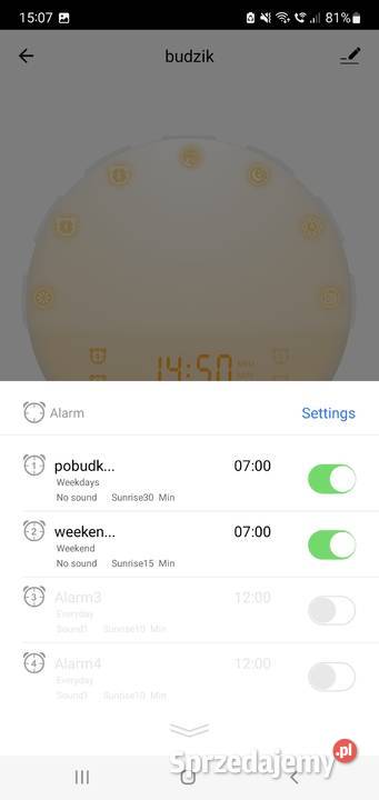 INTELIGENTNY BUDZIK WIFI Tuya WSCHÓD SŁOŃCA wielkopolskie
