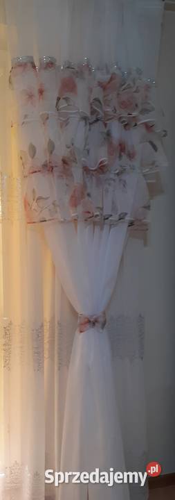 Firany z falbanami pudrowe róże 2 sztuki Mława sprzedam