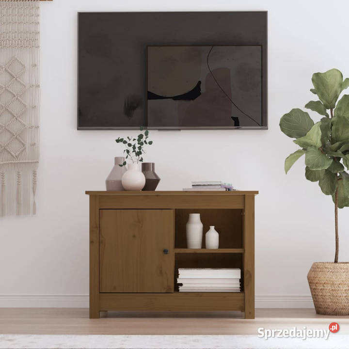 Szafka pod TV miodowy brąz 70x365x52 lite drewno Warszawa