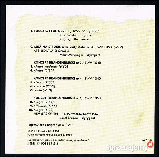 J S BACH Geniusz baroku seria Muzyka Mistrzów CD Płyty i kasety Chorzów