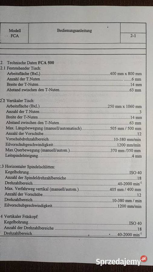 Frezarka narzędziowa Wagner FCA 500 Sucha Beskidzka