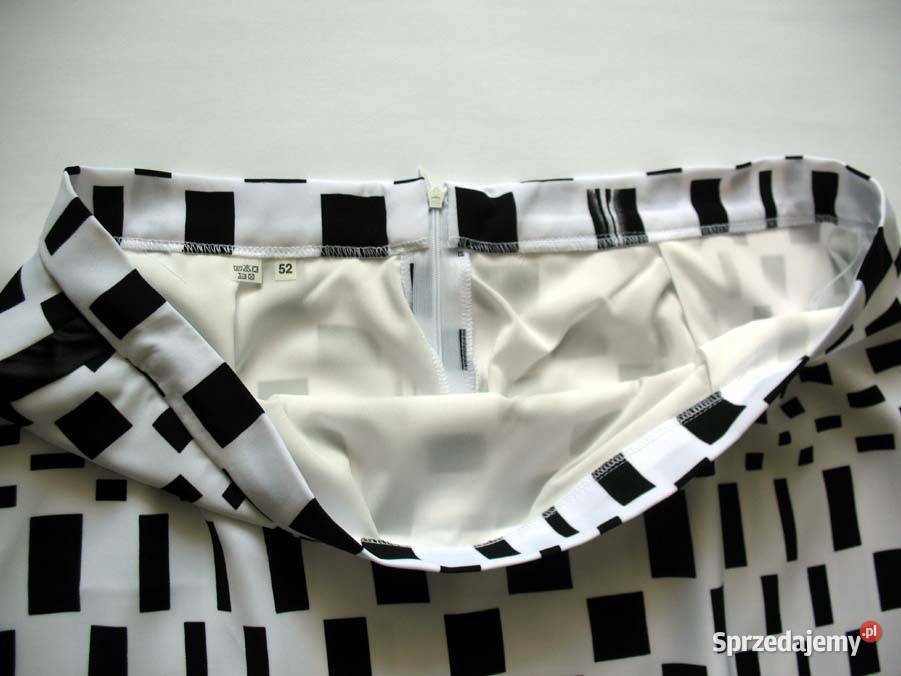 Spódnica czarno biała midi 52 6XL pas 100 Nowa biały mazowieckie Siedlce