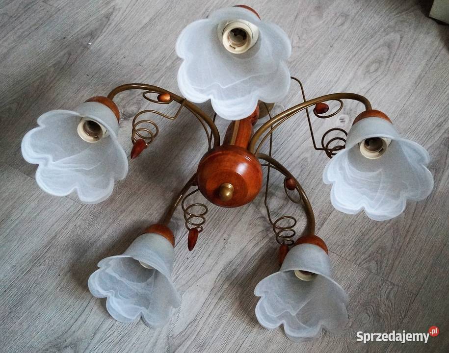 Sprzedam żyrandol Retro PRL 5cio ramienny odcienie brązowego lubuskie
