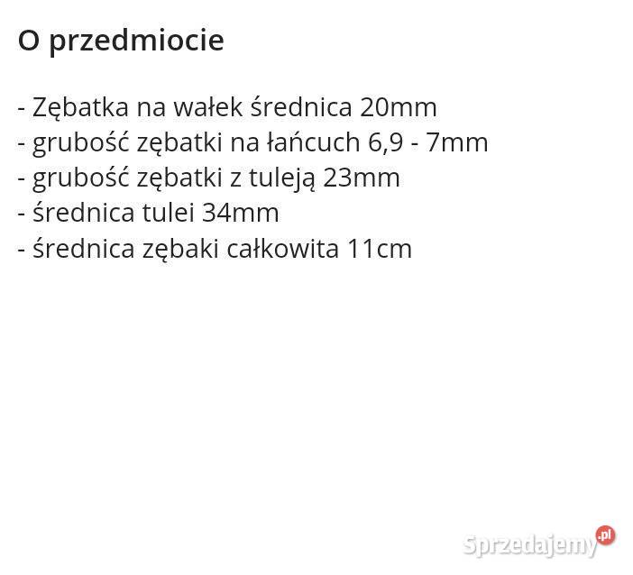 Zębatka na wałek 20mm NOWA lubelskie Tomaszów Lubelski