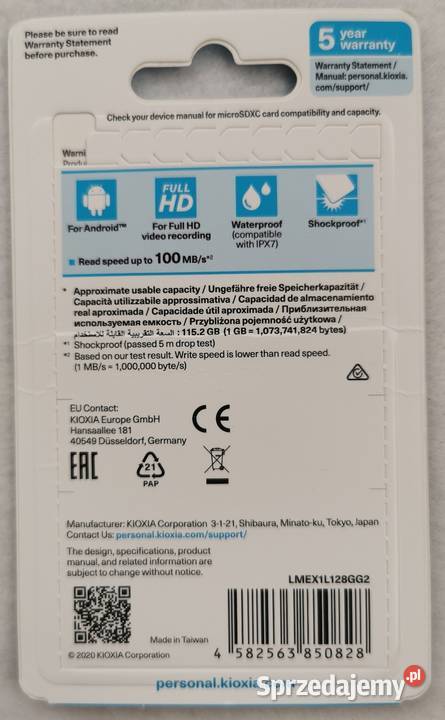 Karta pamięci KIOXIA Exceria microSDXC 128GB łódzkie Wytrzyszczki sprzedam