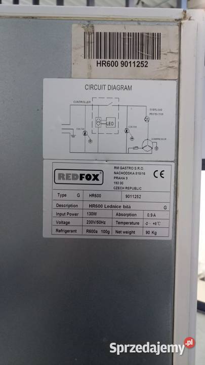 Szafa chłodnicza Redfox HR600 biała 570 l ns Wrocław