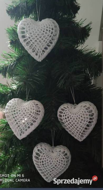 Szydełkowe serduszka białe Dębica