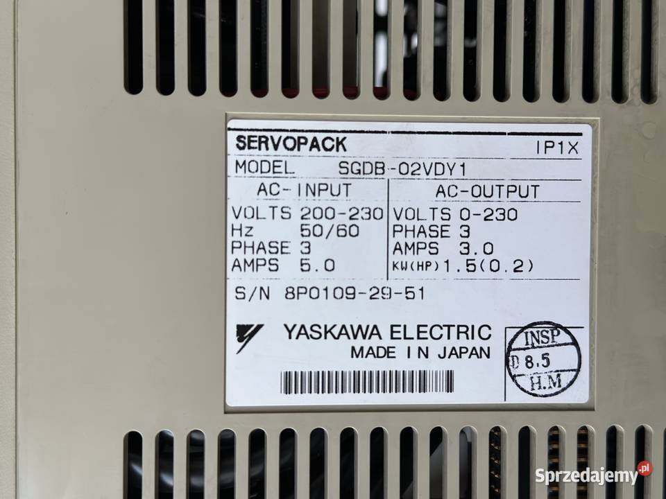 YASKAWA SERVOPACK SGDB02VDY1 silnik serwo BIESSE Łabuńki Pierwsze