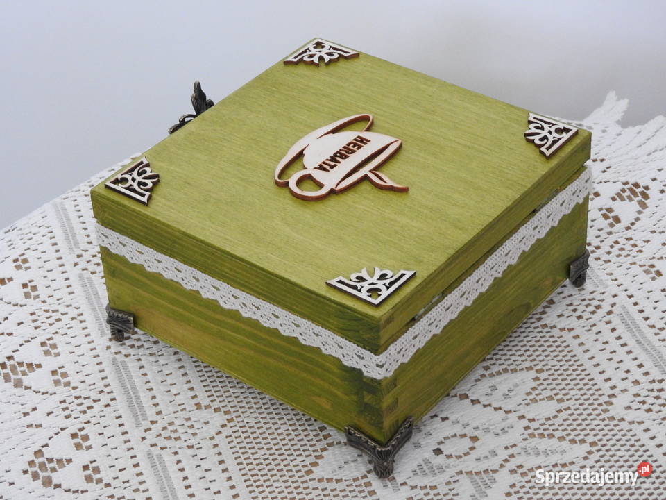 Herbaciarka drewniana handmade prezent ozdoba Bytom