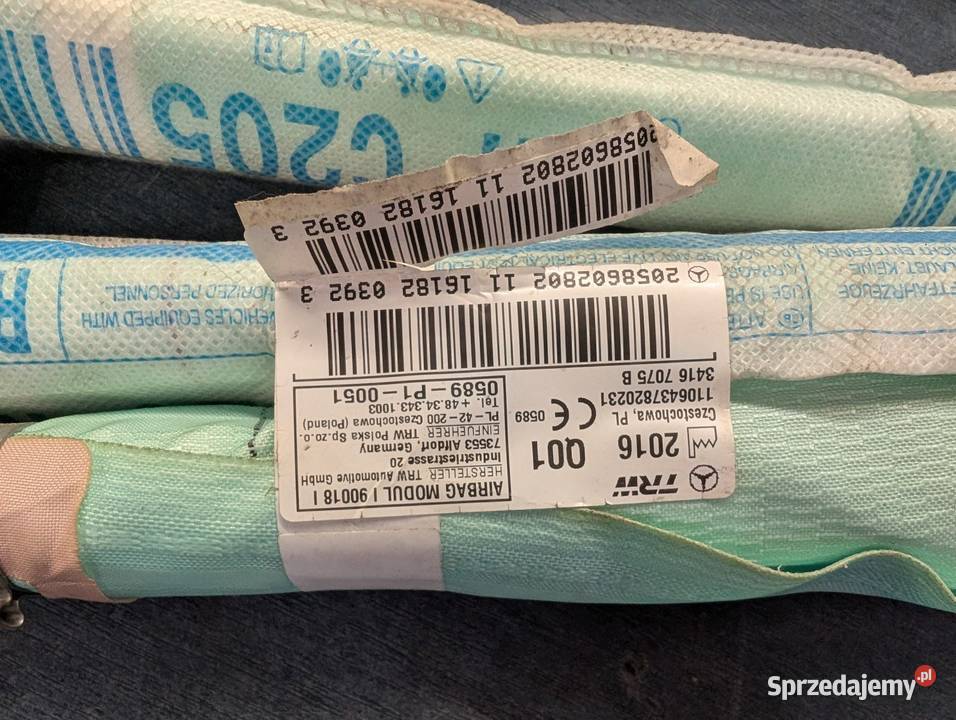 Kurtyna airbag 2058602802 prawa Mercedes c osobowe śląskie Cieszyn
