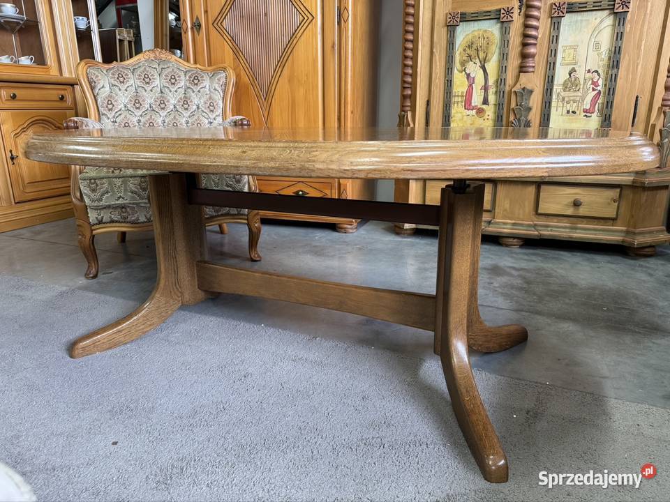 Owalna dębowa ława z regulowaną wysokością 141cm Ełk sprzedam