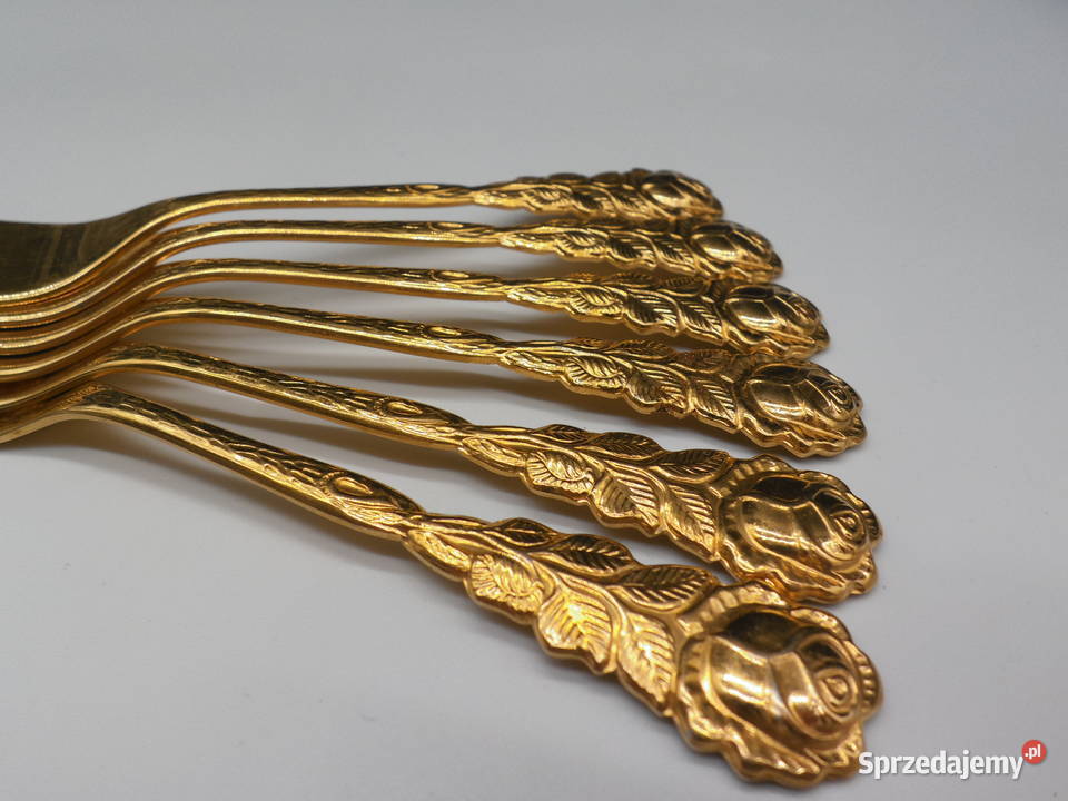 Komplet sześciu pozłacanych widelczyków sprzedam