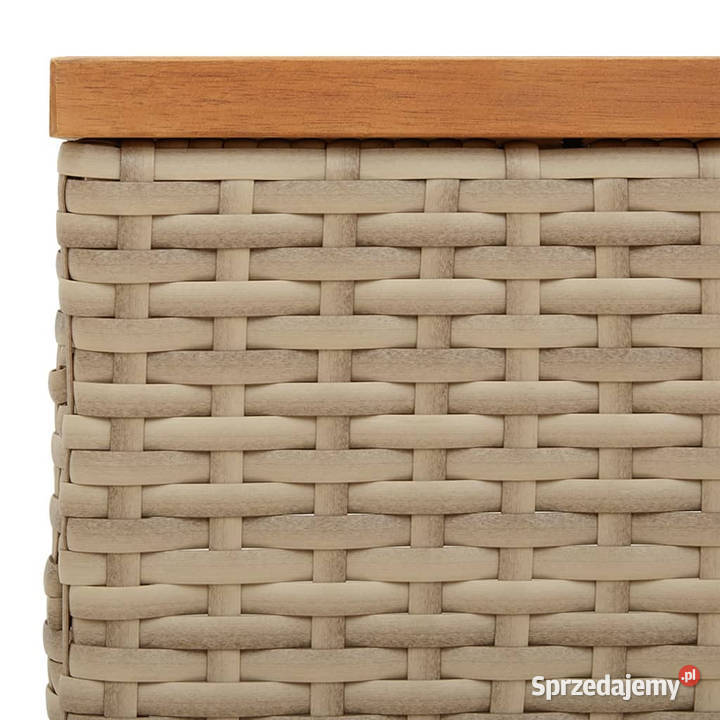 Stolik ogrodowy beżowy 70x70x25 rattan i drewno Warszawa sprzedam