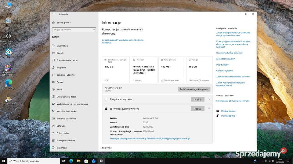 Komputer czterordzeniowy 4GB grafika GeForce małopolskie Kraków