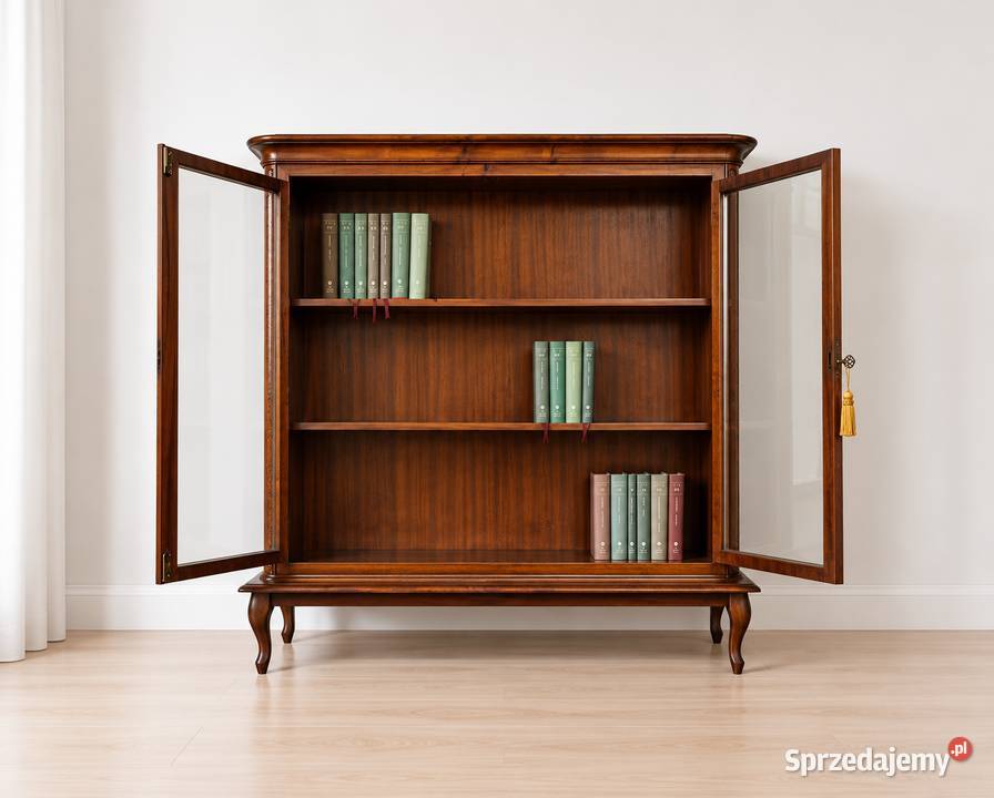 Witryna Biblioteczka Komoda Antyk orzech rzeźby wielkopolskie sprzedam