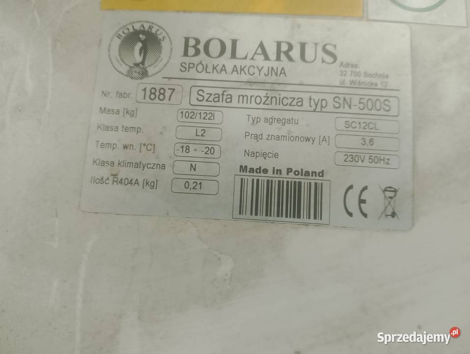 Szafa mroźnicza SN500 S Wrocław