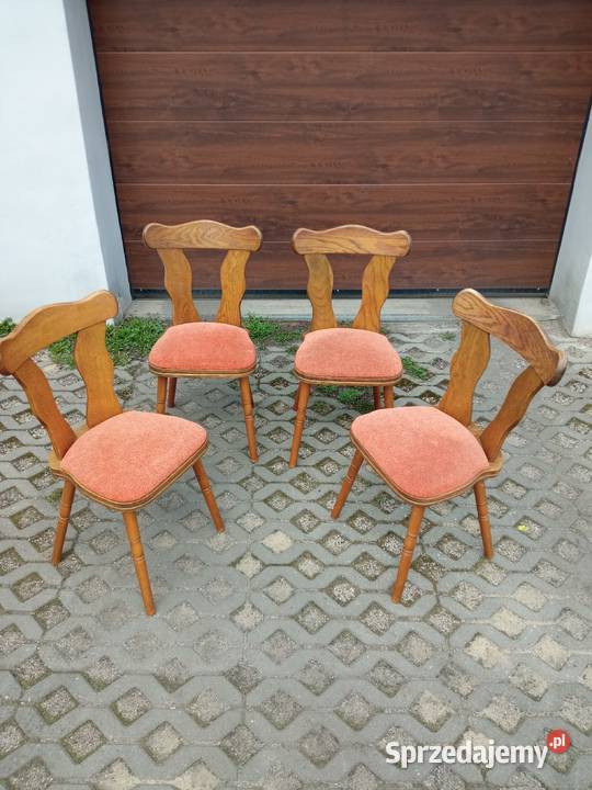 Krzesła dębowe tapicerowane 4 szt stan bdb PRL,transport