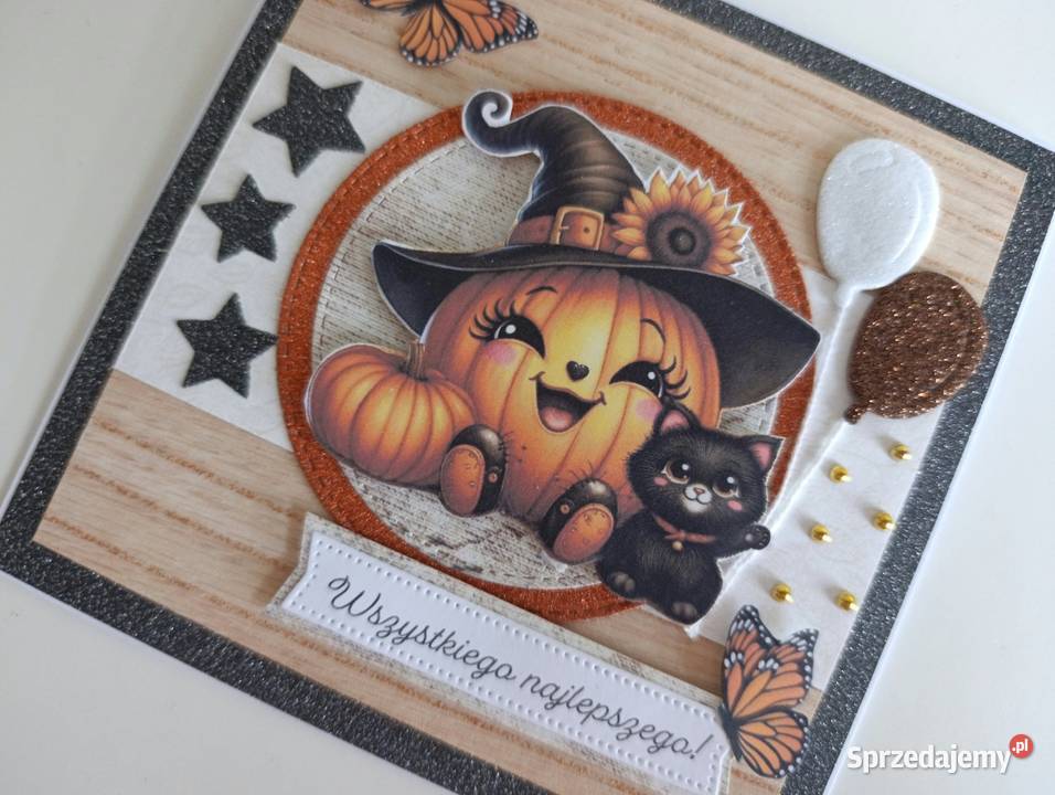 Kartka na urodziny imieniny jesienna Halloween Łódź