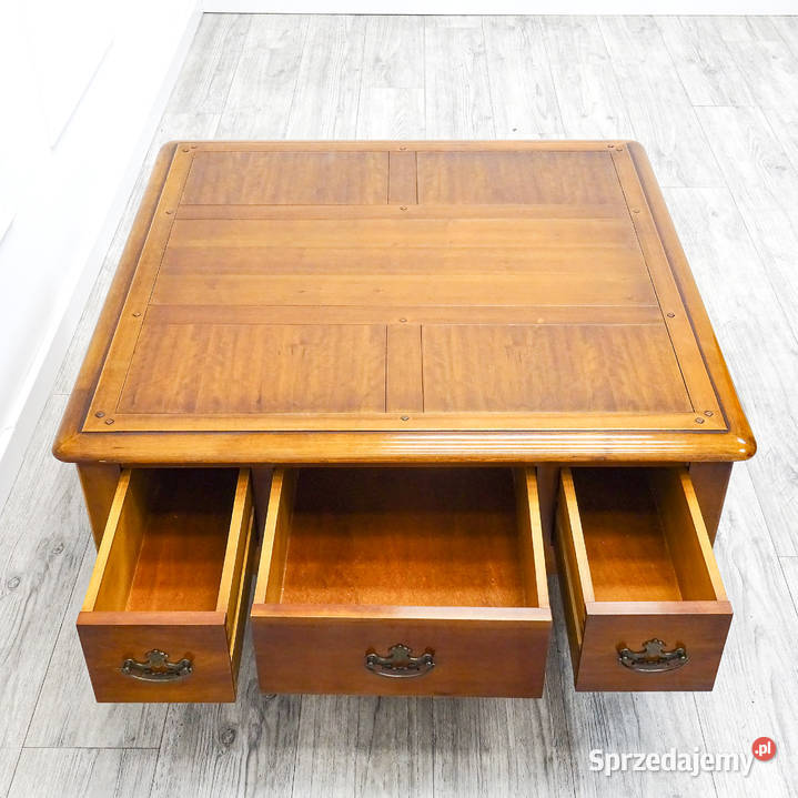 Drewniana ŁAWA skandynawska blat KWADRAT stolik 92cm wielkopolskie