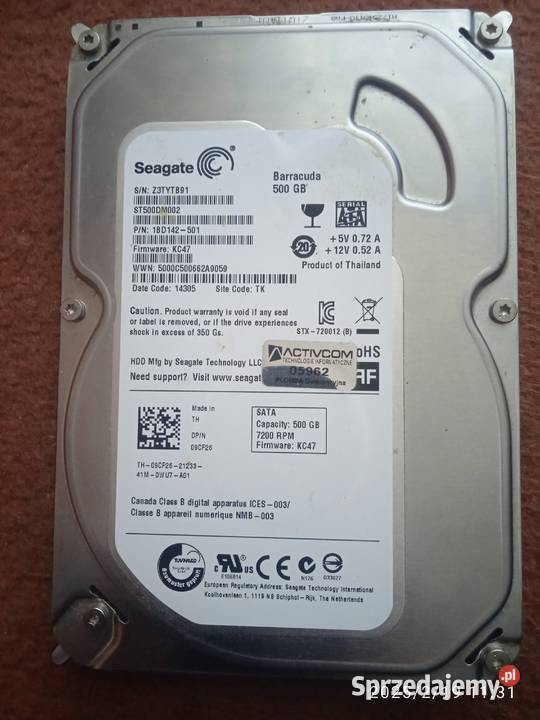 Dysk Twardy Seagate Barracuda 500GB ST500DM002 Toruń