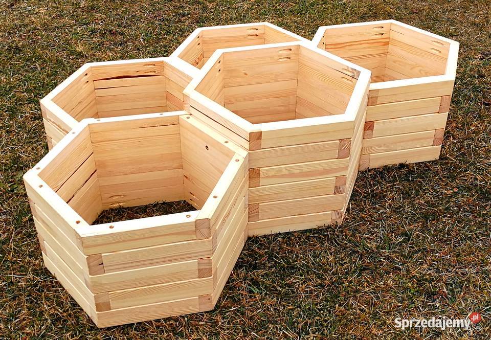 Donice drewniane sześciokątne kwietnik osłonka Radków