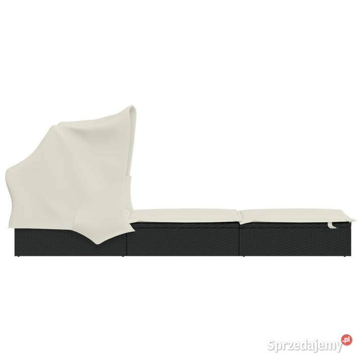 Leżak ze składanym dachem czarny 213x63x97 mazowieckie