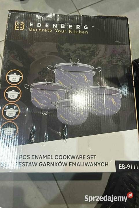 229 Garnki emaliowane szare 4 sztuki Edenberg Zabrze sprzedam