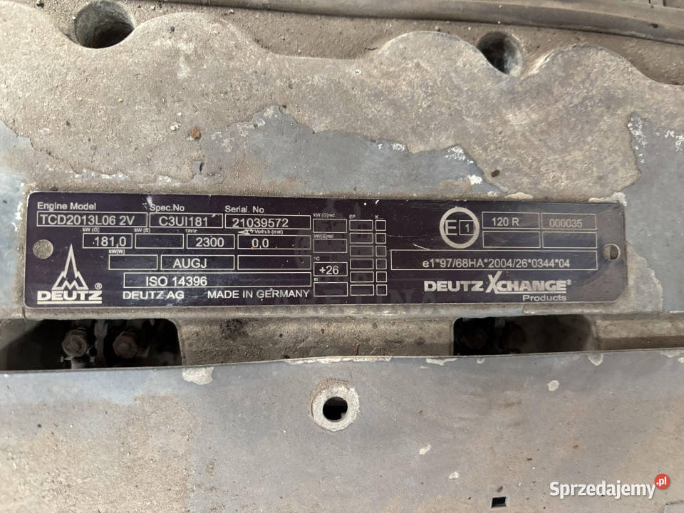 Deutz TCD2013 L06 2V TCD2013L062V C3UI181 Silnik Jastrzębniki