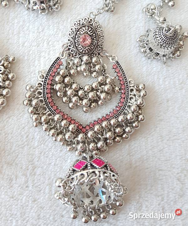 Duże długie kolczyki srebrny kolor różowe Szczecin