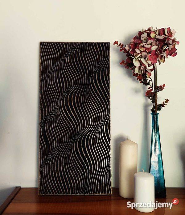 Panel ścienny 3D drewno dębowe heban nowoczesne Malechowo