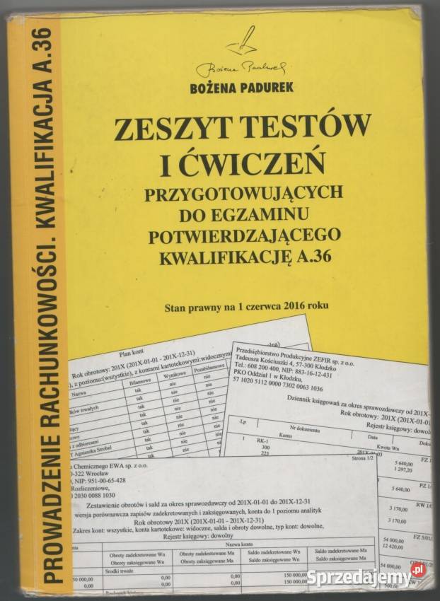 ZESZYT TESTÓW I ĆWICZEŃ EGZAMIN KWALIFIKACJA A36 Siedlce sprzedam
