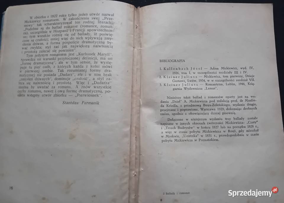 Adam Mickiewicz Ballady i Romanse Sp Wyd Książka