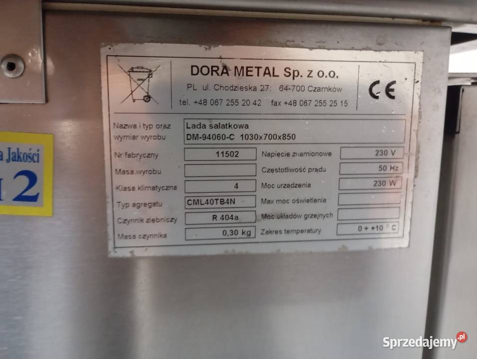 Stół chłodniczy sałatkowy Dora Metal DM94060C dolnośląskie Wrocław
